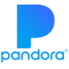 Square icon of a large blue P and the word Pandora on a white background